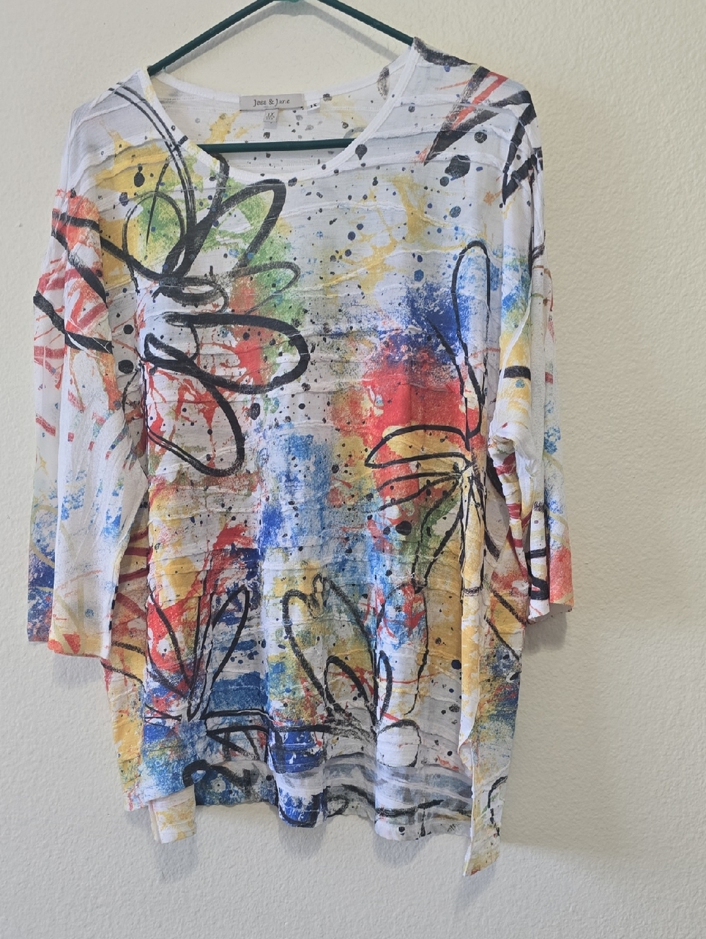 Jane & Jane White Multicolor Floral Paint-Splash Tunic